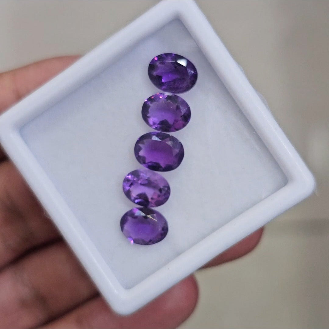 5 Pcs Of Natural Amethyst Faceted | Shape: Oval | Size: 7x9mm