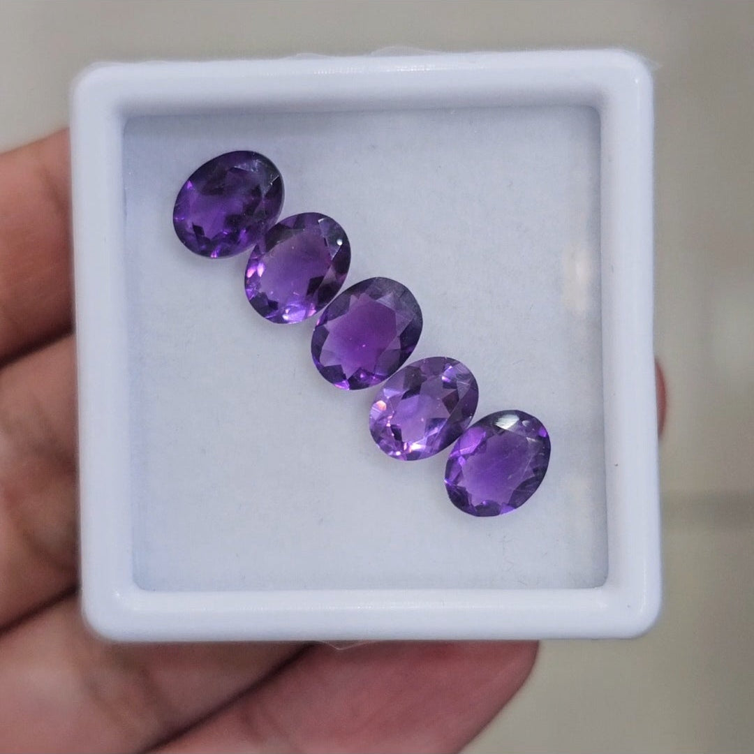 5 Pcs Of Natural Amethyst Faceted | Shape: Oval | Size: 7x9mm