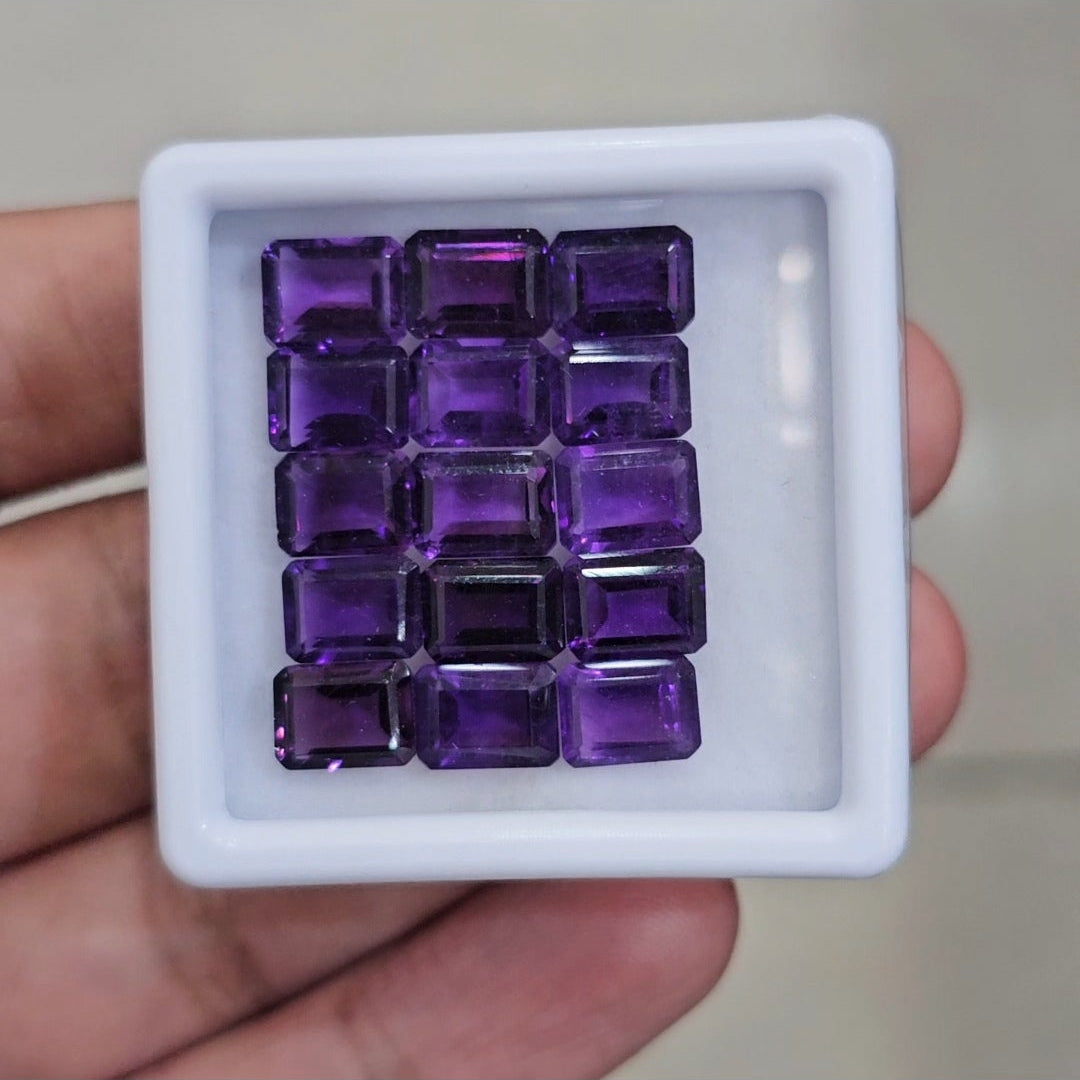 15 Pcs Of Natural Amethyst Faceted | Shape: Square | Size: 6-8mm