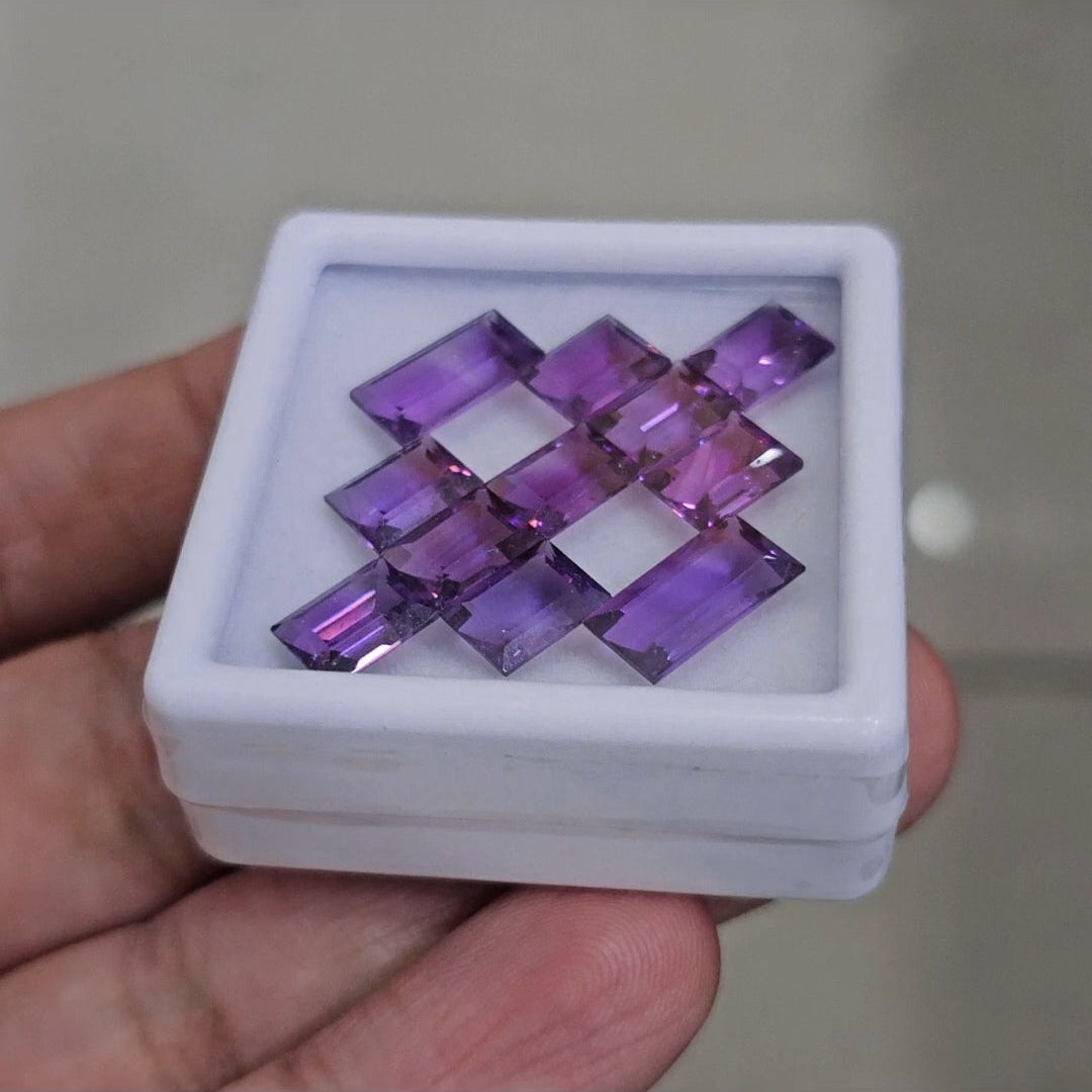 11 Pcs Of Natural Amethyst Faceted | Shape: Square | Size: 8-12mm