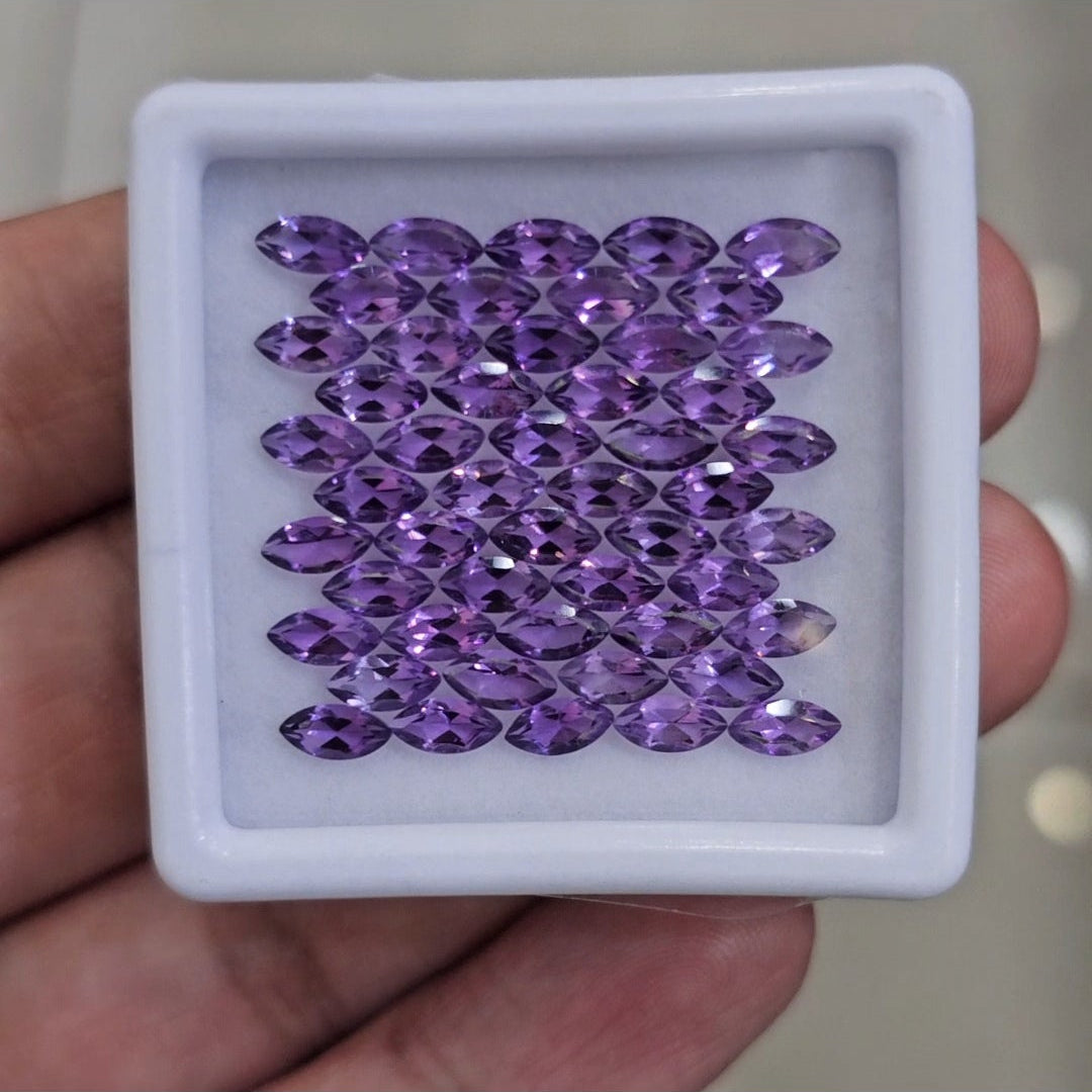 50Pcs Of Natural Amethyst Faceted | Shape: Marquise | Size: 6-3mm