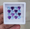 16Pcs Of Natural Amethyst & Blue Topaz Faceted | Shape: Trillion | Size: 6mm