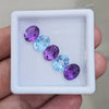 5Pcs Of Natural Amethyst & Blue Topaz Faceted | Shape: Oval | Size: 7-9mm