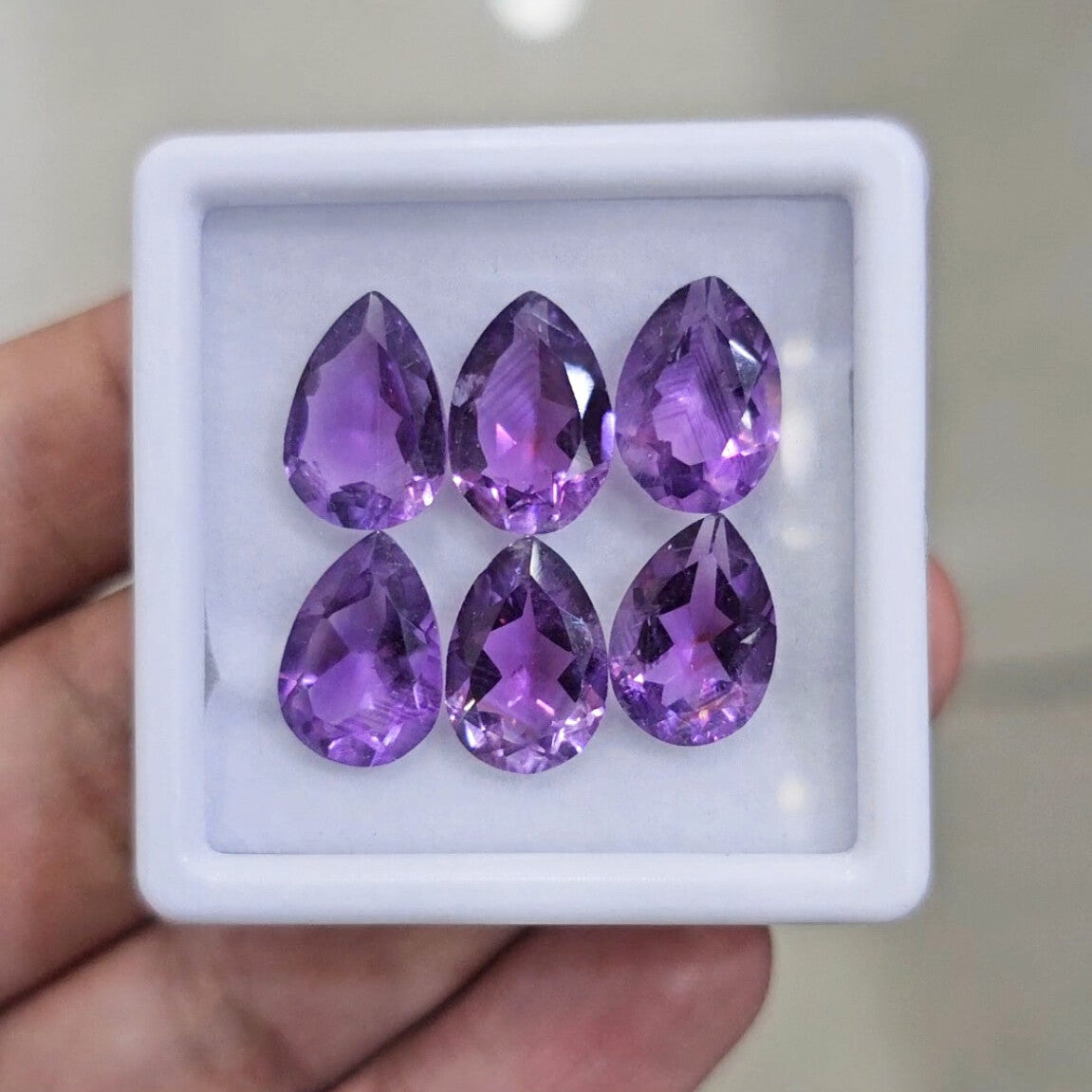 6Pcs Of Natural Amethyst Faceted | Shape: Pear | Size: 9-13mm