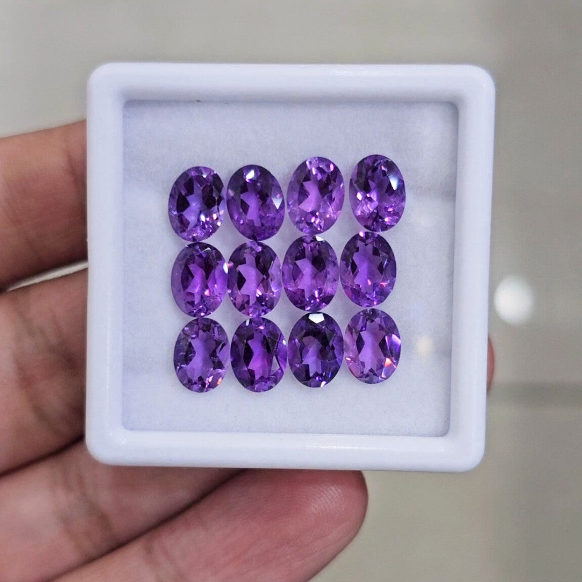 12 Pcs Of Natural Amethyst Faceted | Shape: Oval | Size: 6-8mm