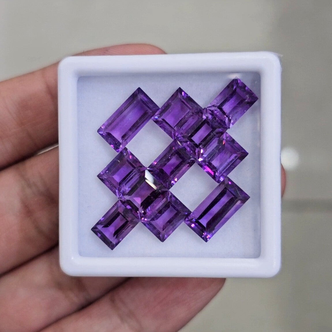 11 Pcs Of Natural Amethyst Faceted | Shape: Square | Size: 8-12mm