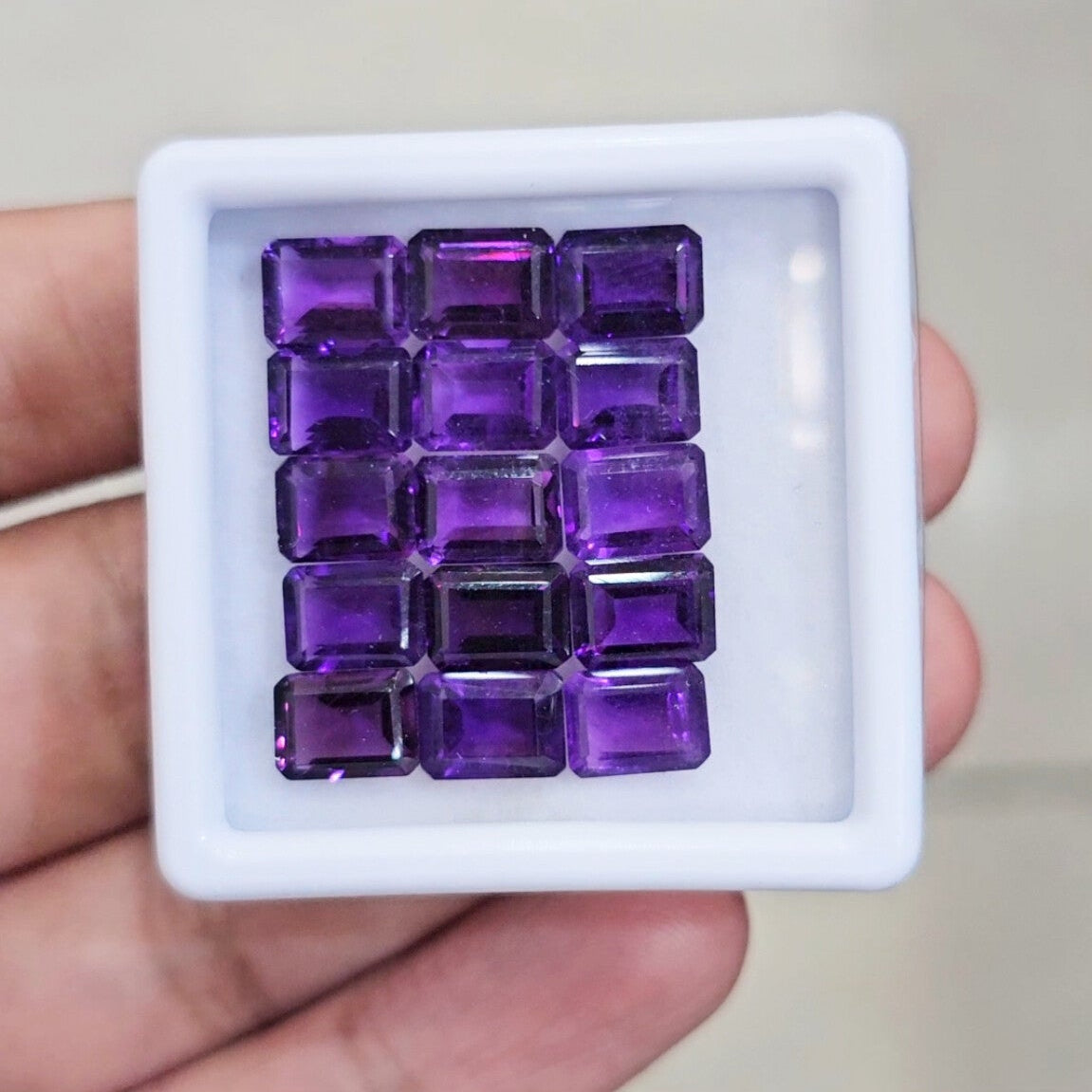 15 Pcs Of Natural Amethyst Faceted | Shape: Square | Size: 6-8mm