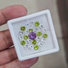 24pcs Natural Peridot, Amethyst  & White Topaz Faceted | Round | Size: 5-8mm