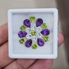19pcs Natural Peridot, Amethyst & White Topaz Faceted | Mix Shape | Size: 5-8mm