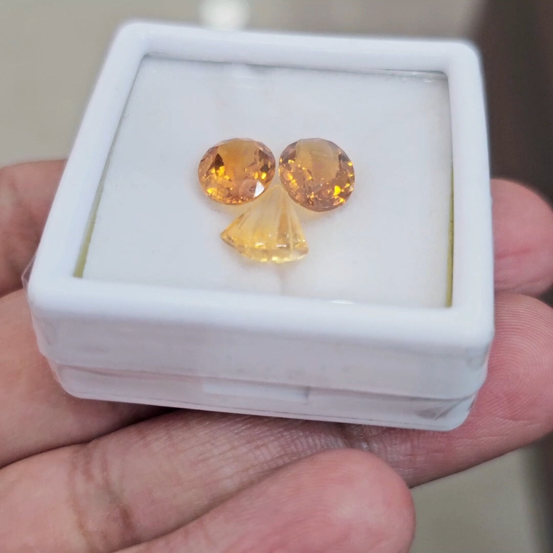 3Pcs Of Natural Citrine Mix Cut | Shape: Mix | Size: 9-10mm