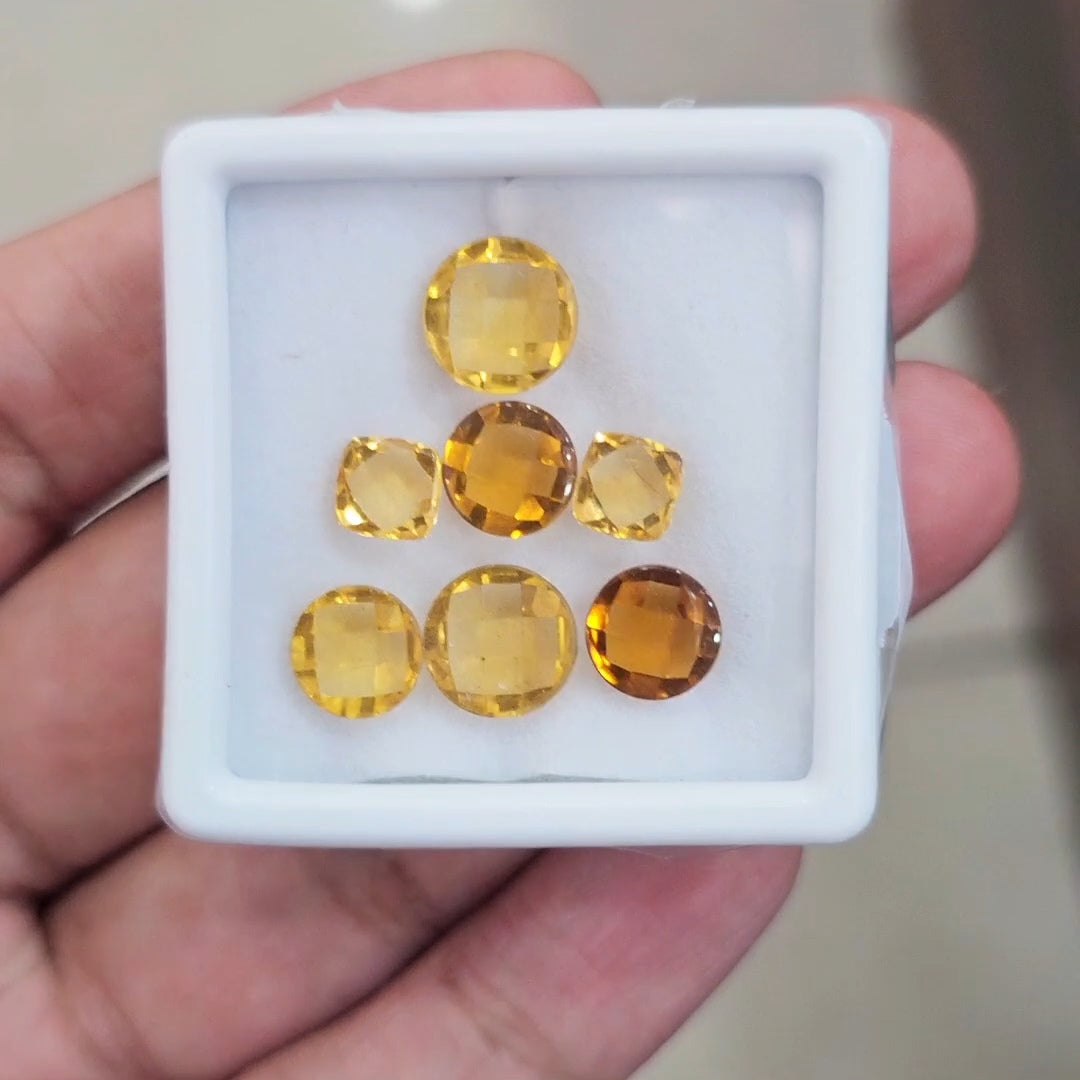 7Pcs Of Natural Citrine BuffTop | Mix Shape | Size: 6-9mm