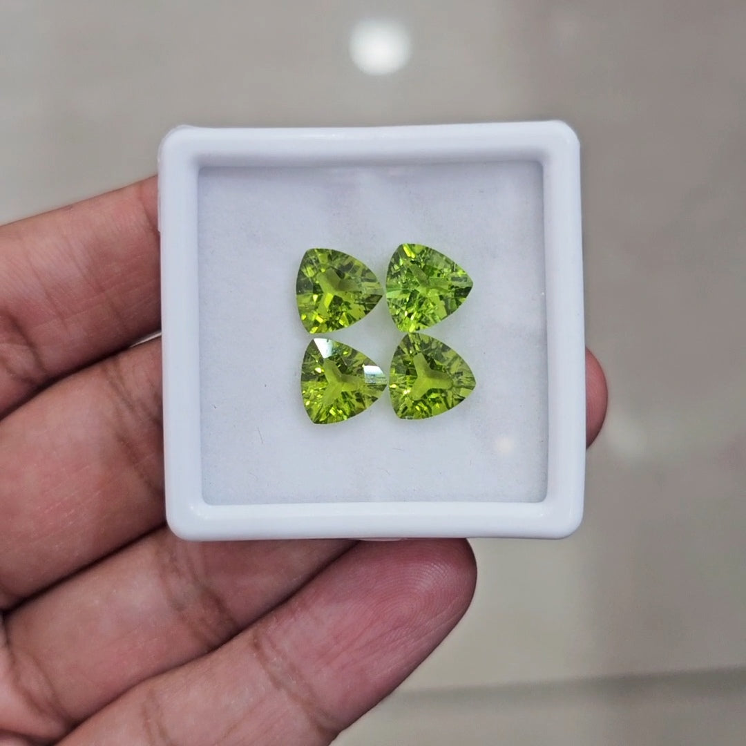 4 Pcs of Natural Peridot Faceted | Treillion | Size: 8mm