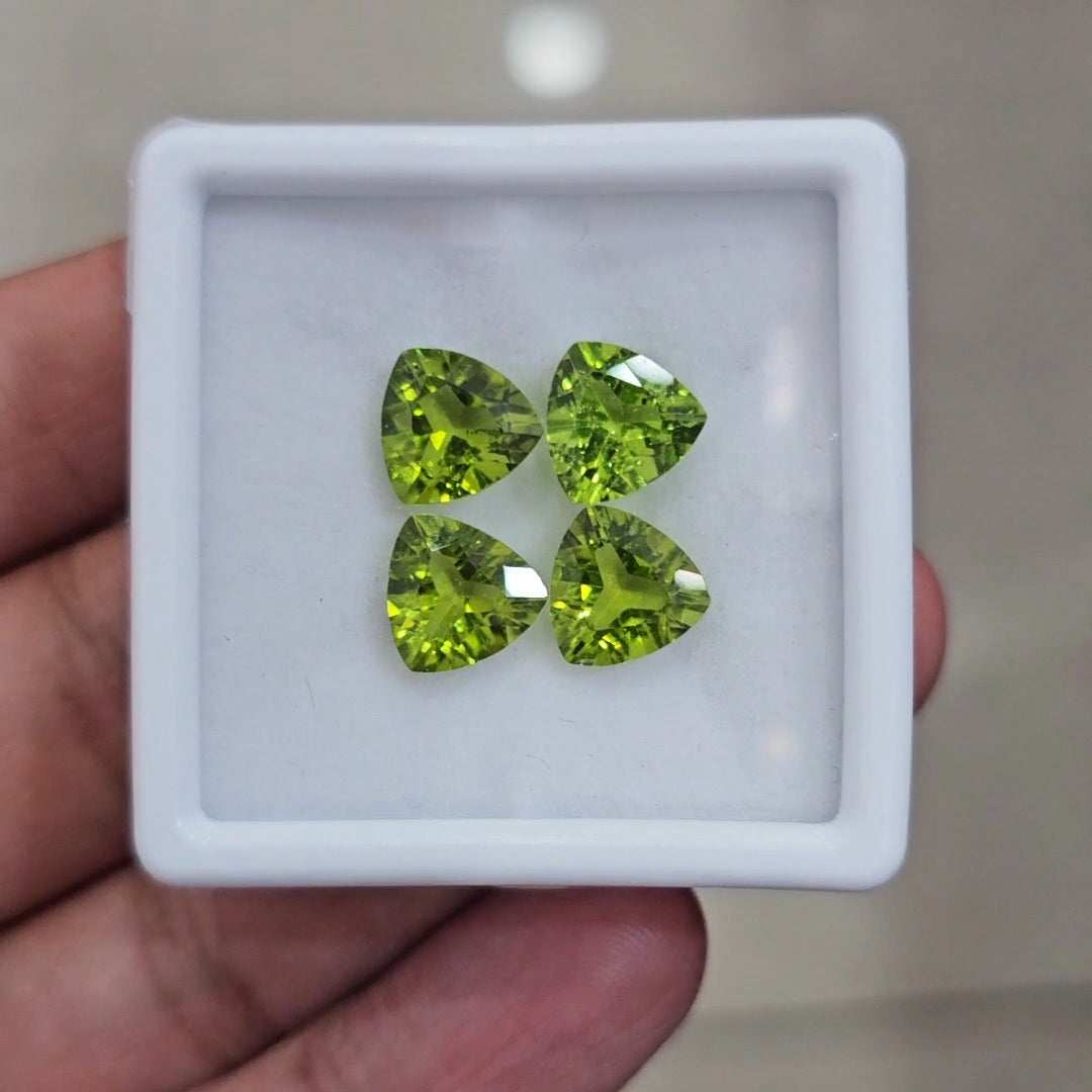 4 Pcs of Natural Peridot Faceted | Treillion | Size: 8mm