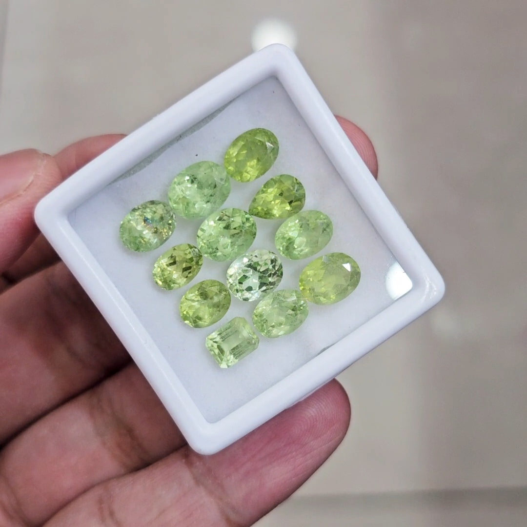 12 Pcs of Natural Peridot Faceted | Mix | Size: 7x9mm