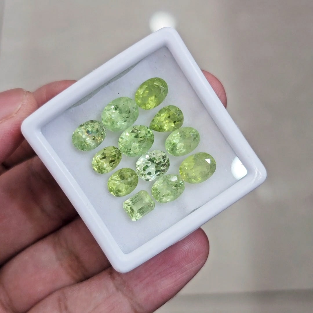 12 Pcs of Natural Peridot Faceted | Mix | Size: 7x9mm