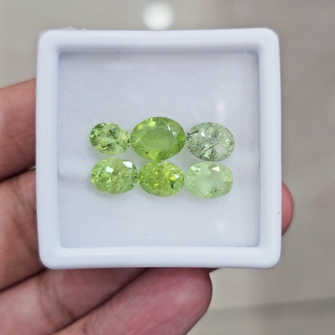 6 Pcs of Natural Peridot Faceted | oval | Size: 7-10mm