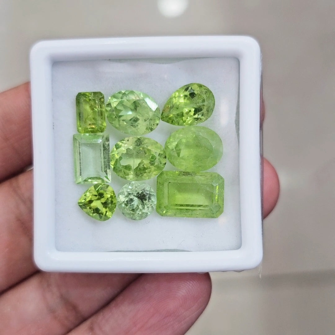 9 Pcs of Natural Peridot Faceted | Mix | Size: 8-12mm