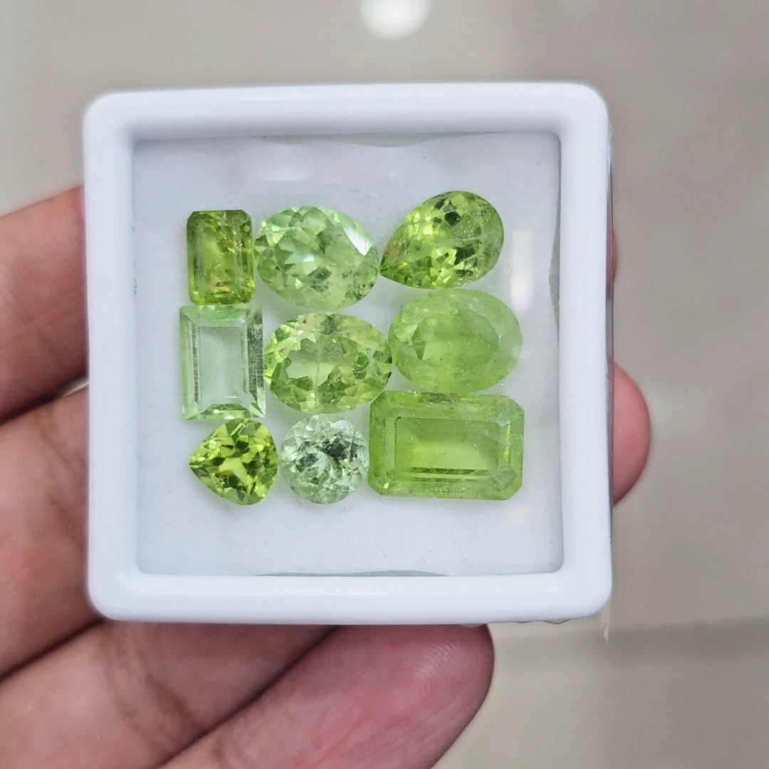 9 Pcs of Natural Peridot Faceted | Mix | Size: 8-12mm