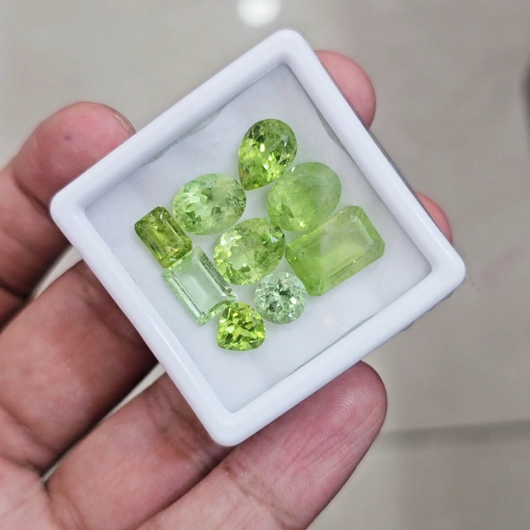 9 Pcs of Natural Peridot Faceted | Mix | Size: 8-12mm