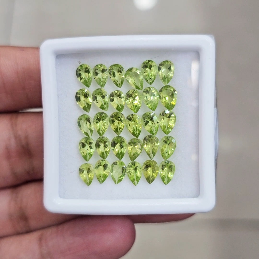 30 Pcs of Natural Peridot Faceted | Pear | Size: 4-6mm