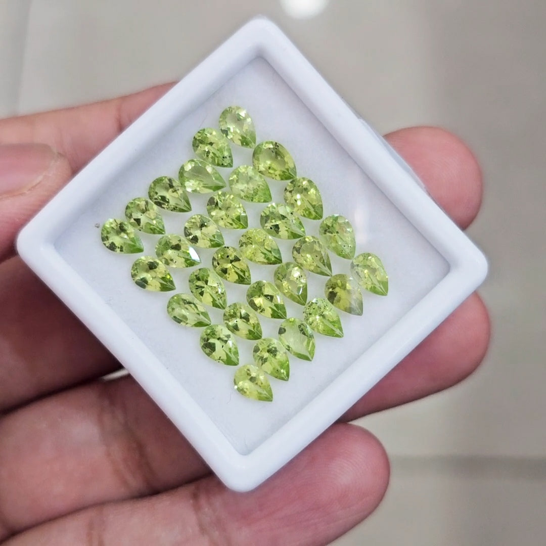 30 Pcs of Natural Peridot Faceted | Pear | Size: 4-6mm