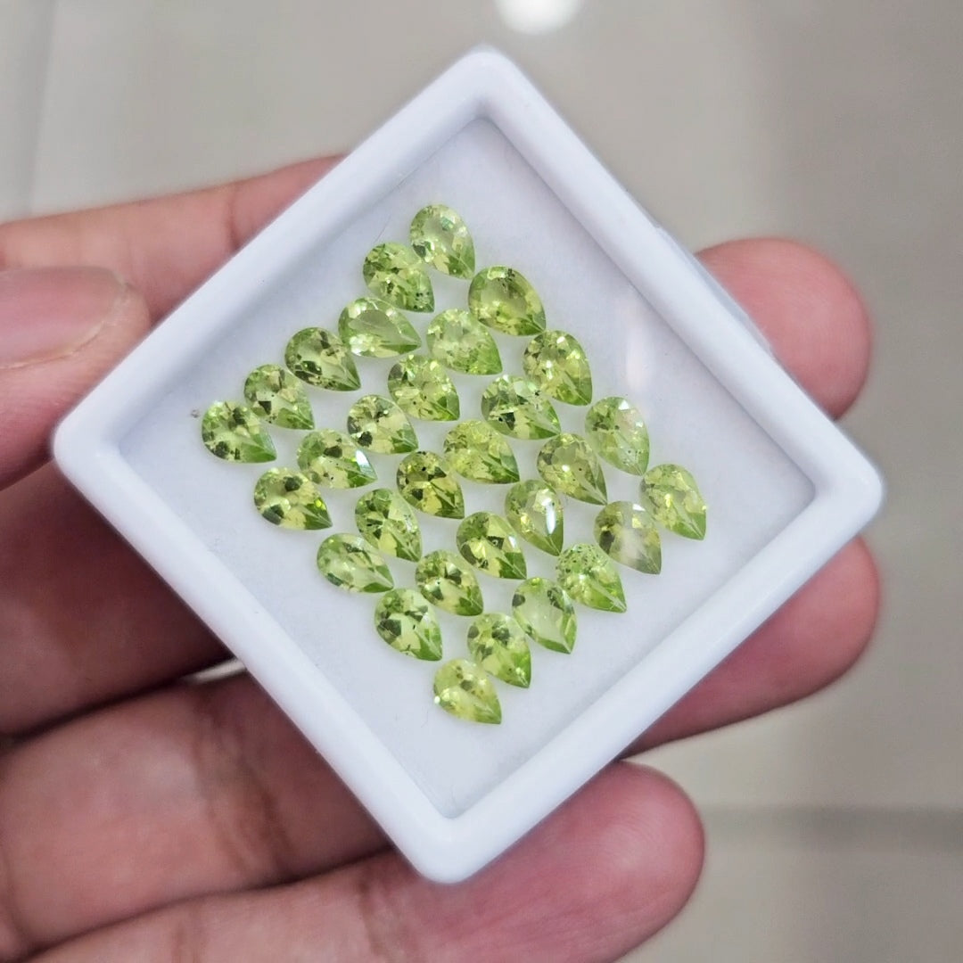 30 Pcs of Natural Peridot Faceted | Pear | Size: 4-6mm