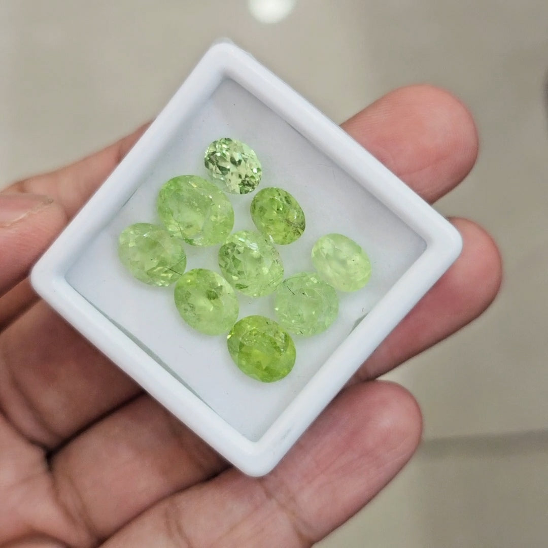9 Pcs of Natural Peridot Faceted | Oval & Round | Size: 8-11mm