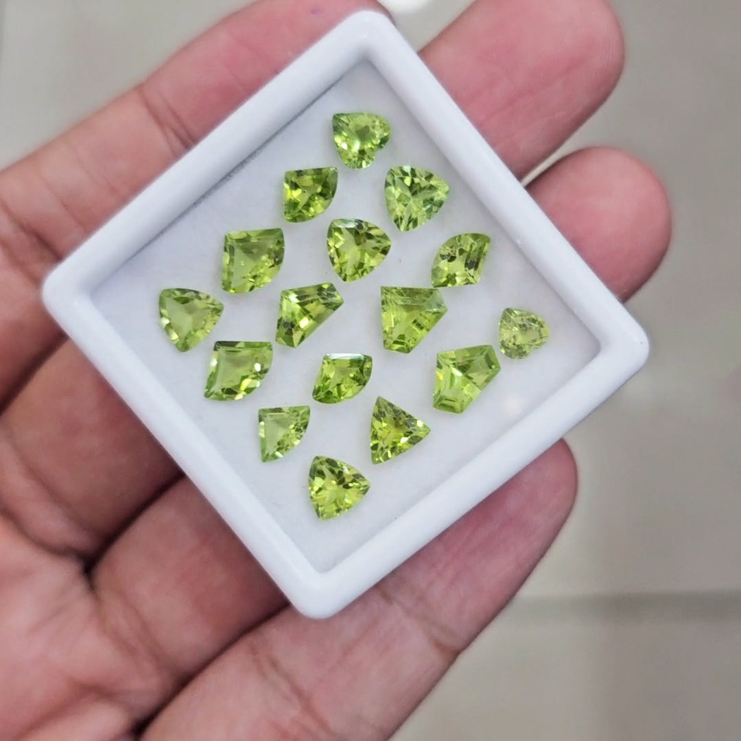 16 Pcs of Natural Peridot Faceted | Fancy | Size: 5-7mm