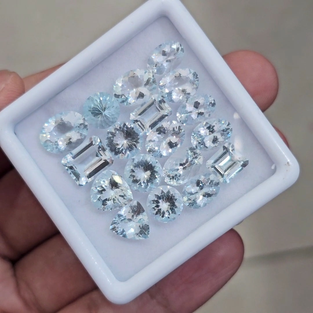 20 Pcs of Natural Aquamarine Faceted | Mix | Size:8-11mm