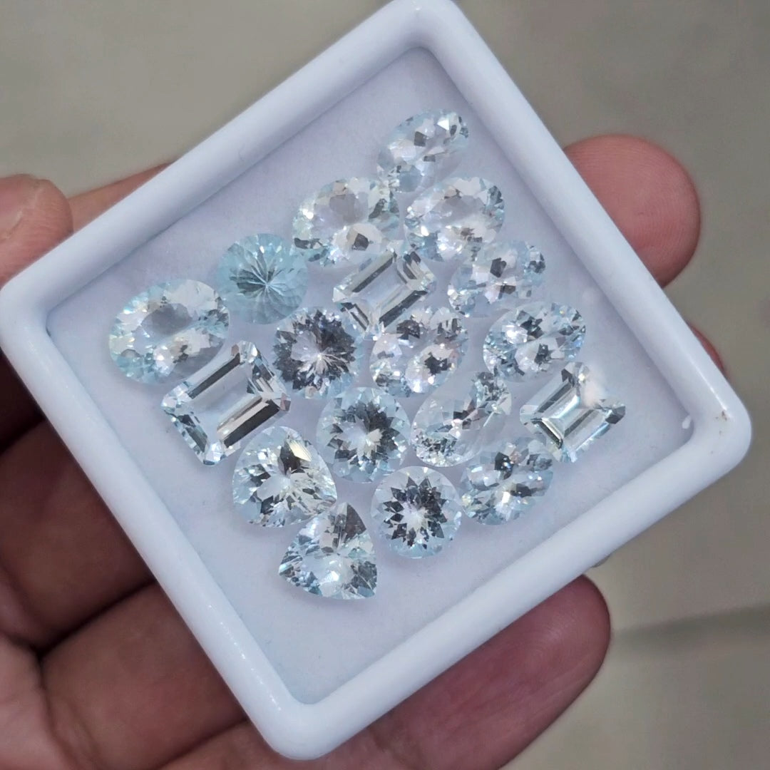 20 Pcs of Natural Aquamarine Faceted | Mix | Size:8-11mm