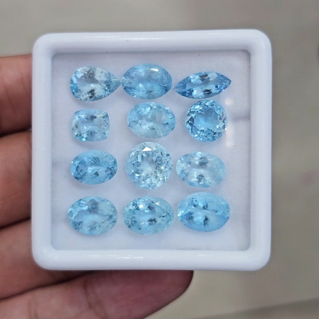 12 Pcs of Natural Aquamarine Faceted | Mix | Size:8-12mm