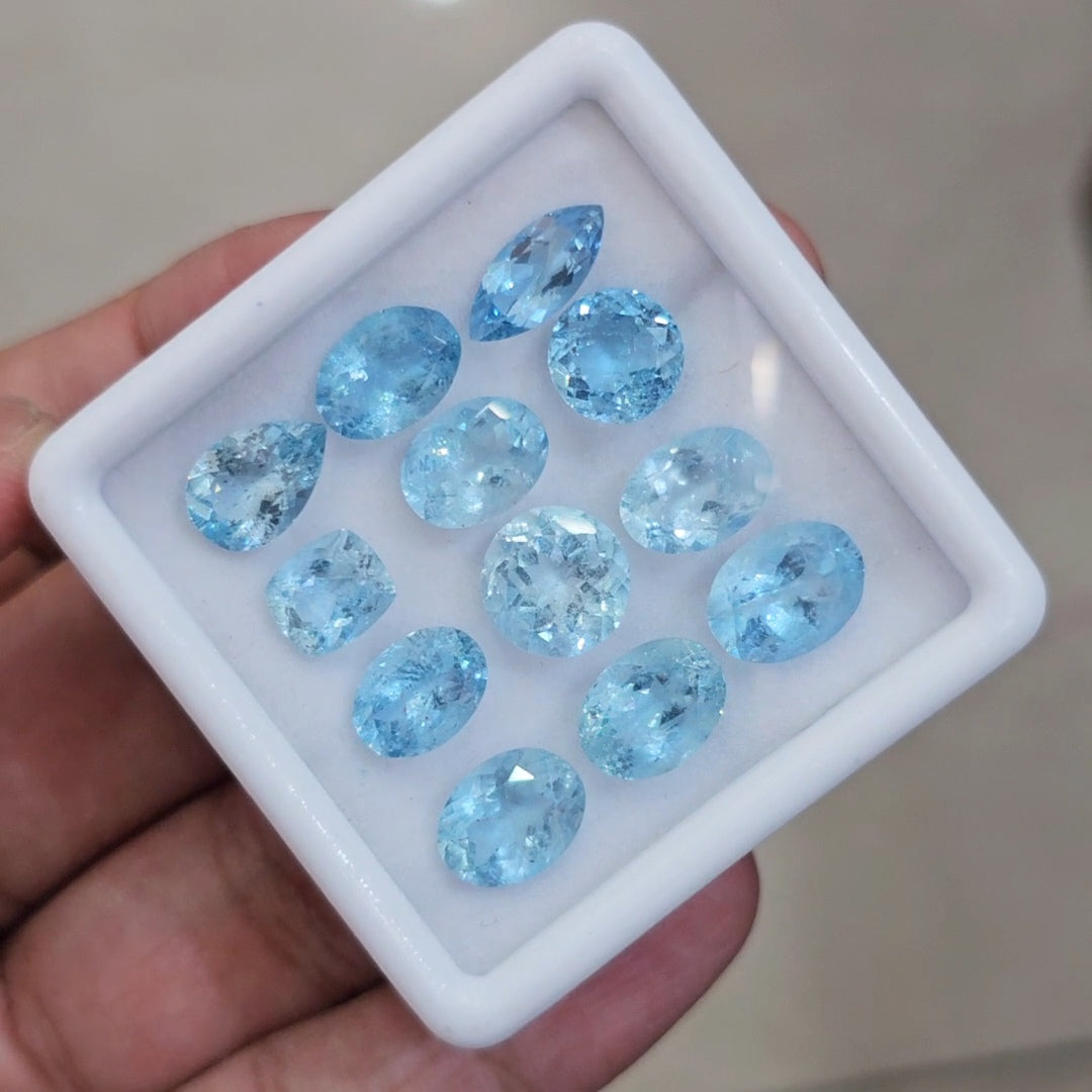 12 Pcs of Natural Aquamarine Faceted | Mix | Size:8-12mm