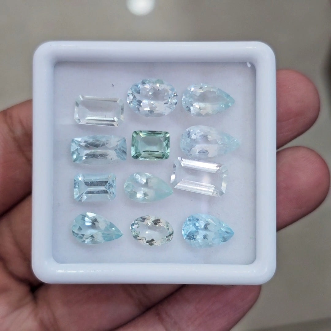 12 Pcs of Natural Aquamarine Faceted | Mix | Size:8-12mm