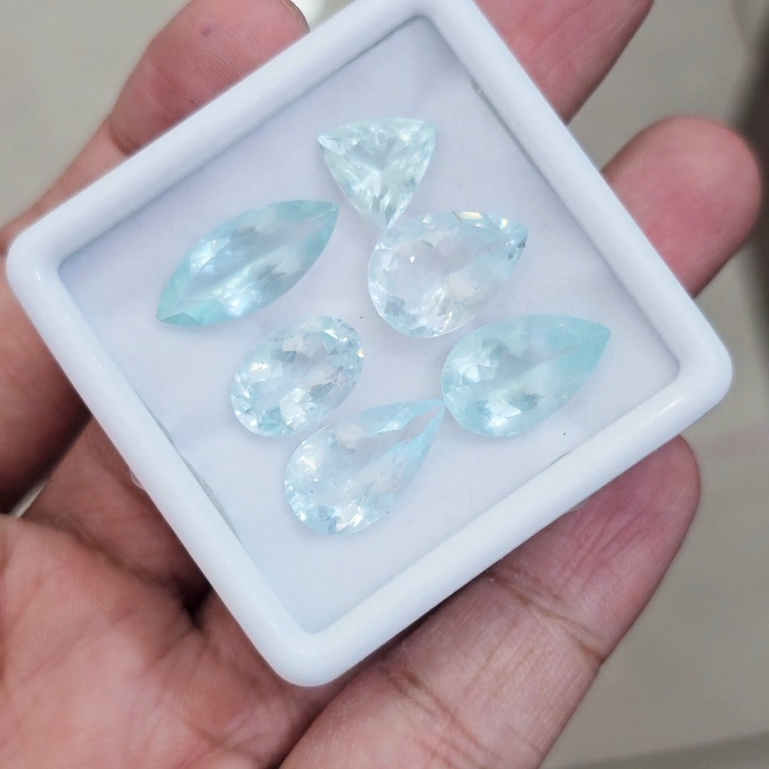 6 Pcs of Natural Aquamarine Faceted | Mix | Size:11-20mm