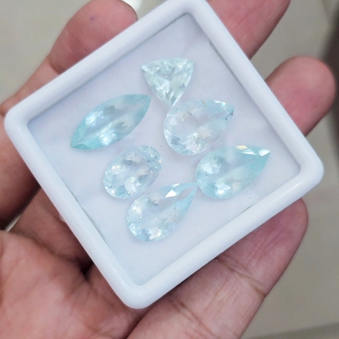 6 Pcs of Natural Aquamarine Faceted | Mix | Size:11-20mm