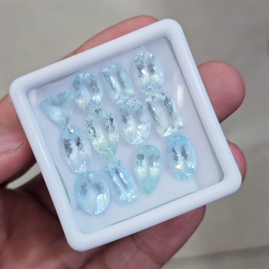 12 Pcs of Natural Aquamarine Faceted | Mix | Size:9-15mm