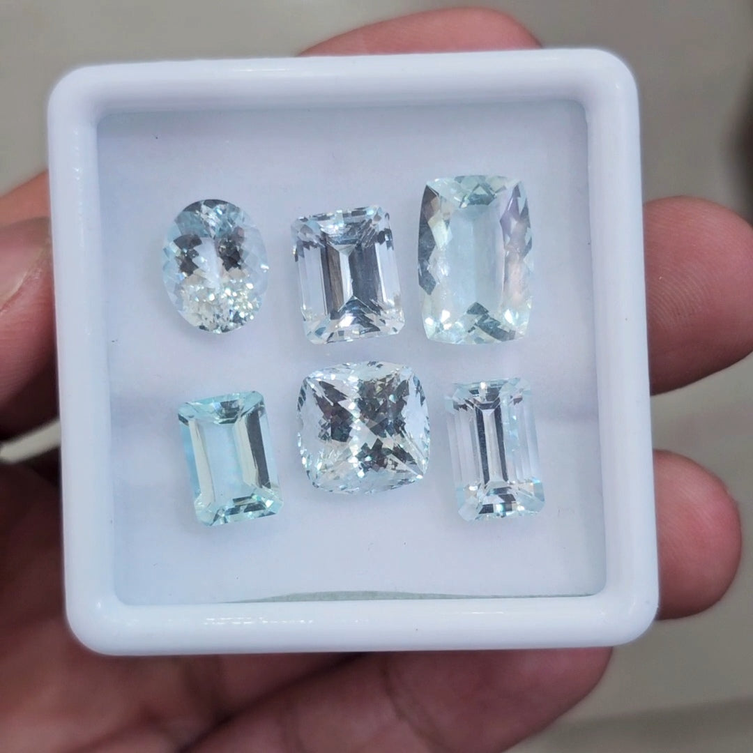 6 Pcs of Natural Aquamarine Faceted | Mix | Size:11-14mm