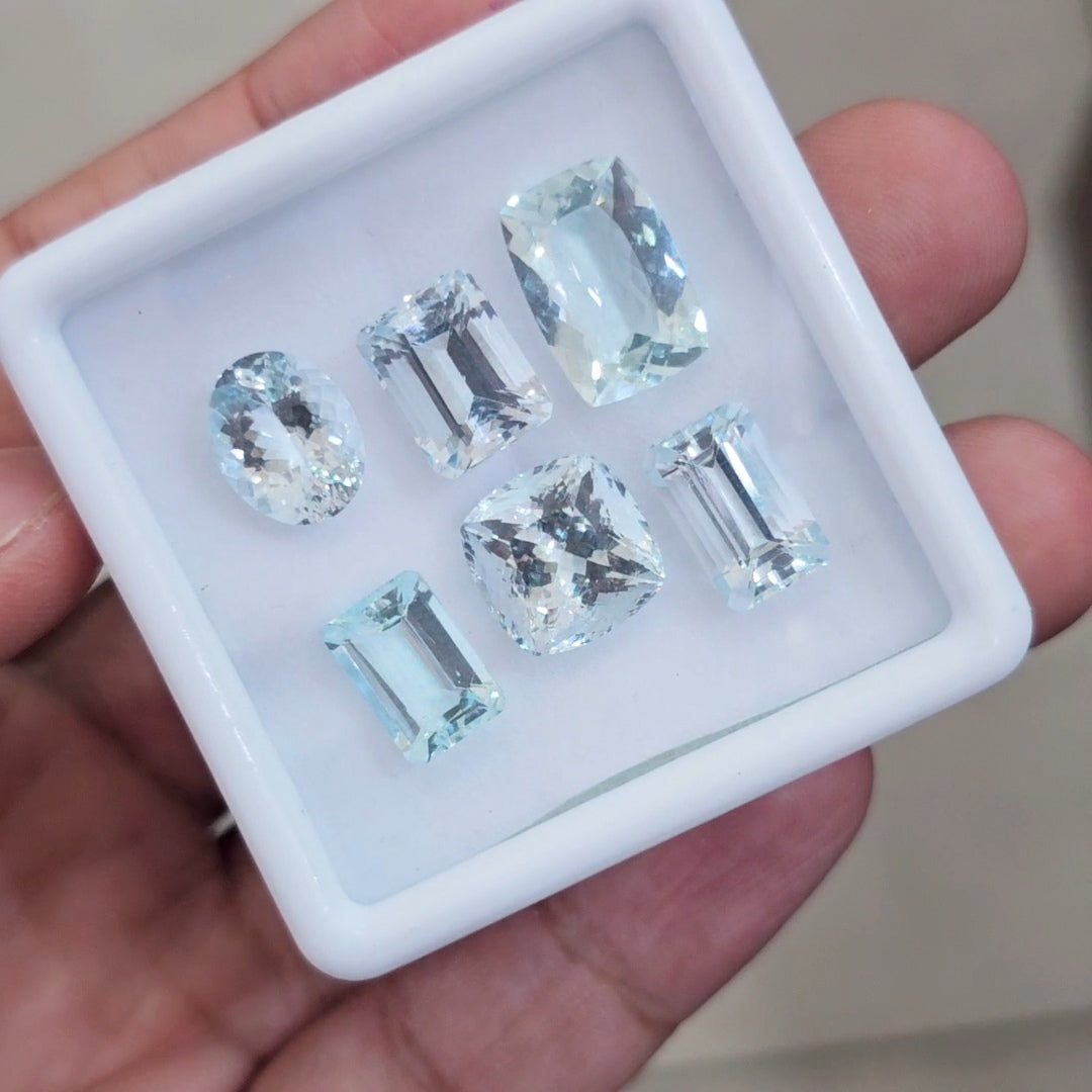 6 Pcs of Natural Aquamarine Faceted | Mix | Size:11-14mm