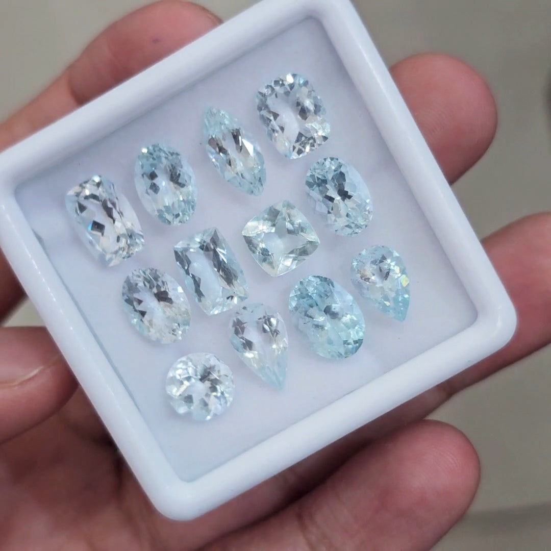 12 Pcs of Natural Aquamarine Faceted | Mix | Size:8-11mm