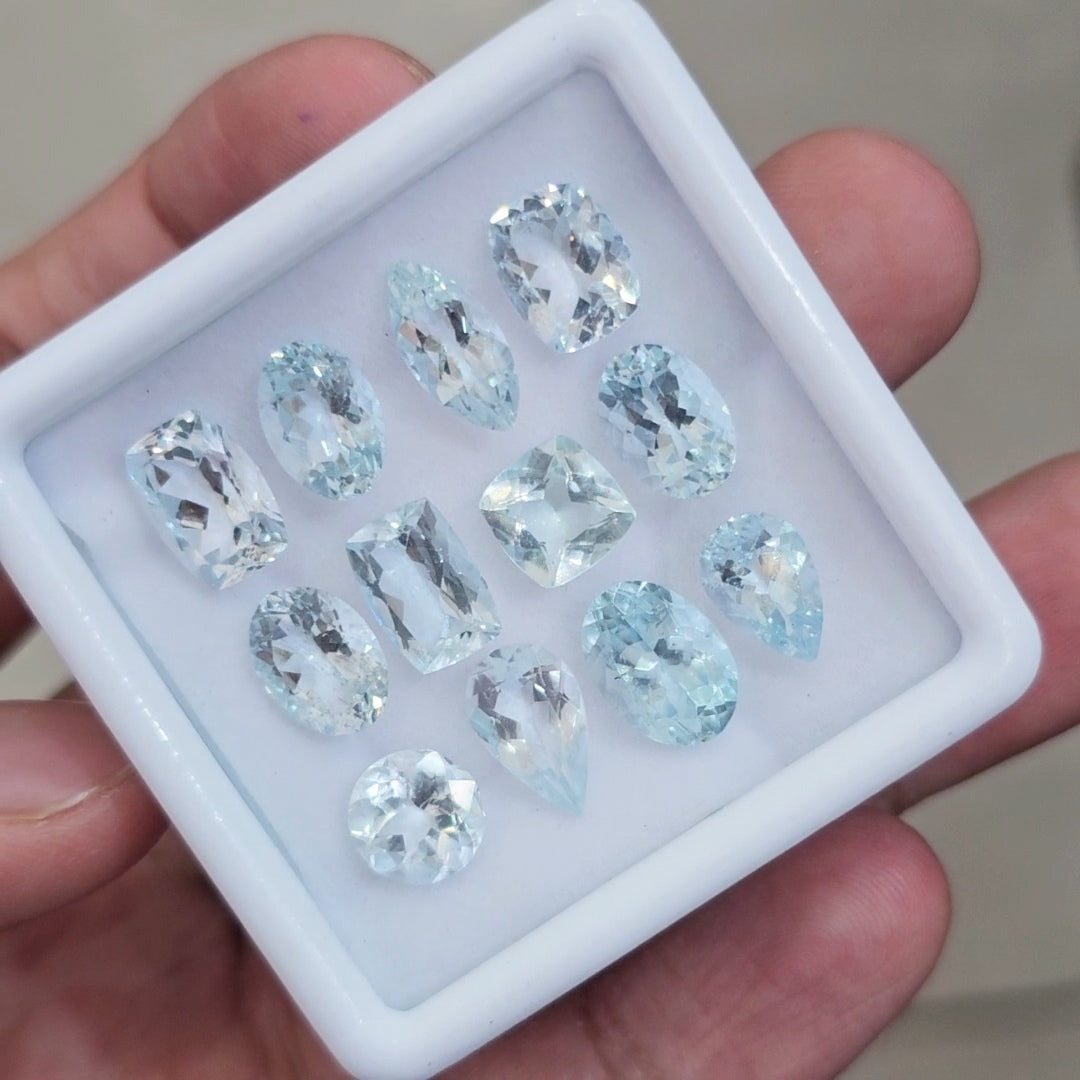 12 Pcs of Natural Aquamarine Faceted | Mix | Size:8-11mm