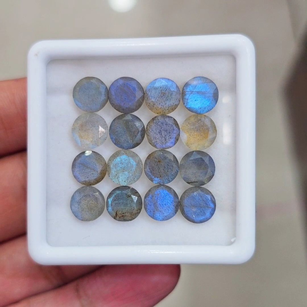16 Pcs of Natural Labradorite Faceted | Round | Size:8mm