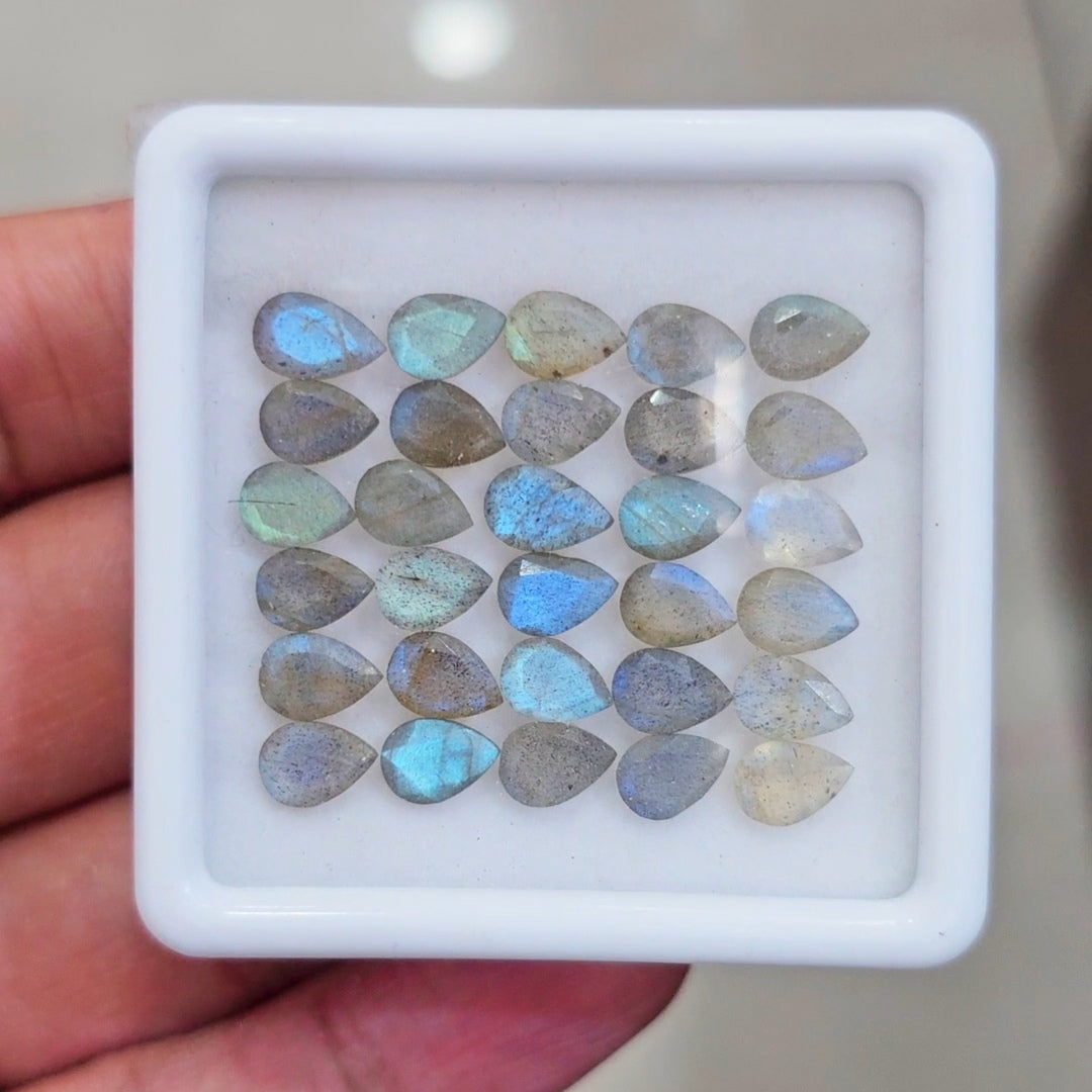 30 Pcs of Natural Labradorite Faceted | Pear | Size:5-7mm