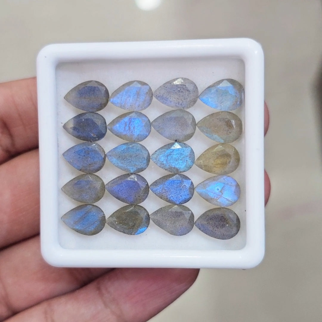 20 Pcs of Natural Labradorite Faceted | Pear | Size:7-10mm