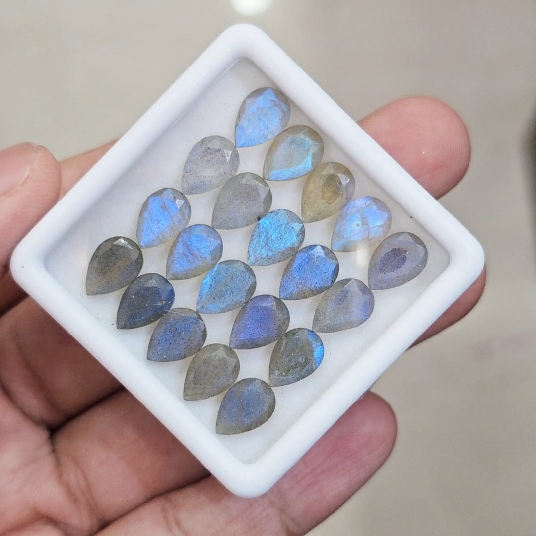 20 Pcs of Natural Labradorite Faceted | Pear | Size:7-10mm