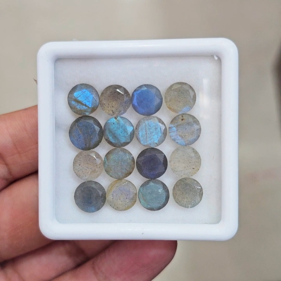 16 Pcs of Natural Labradorite Faceted | Round | Size:8mm