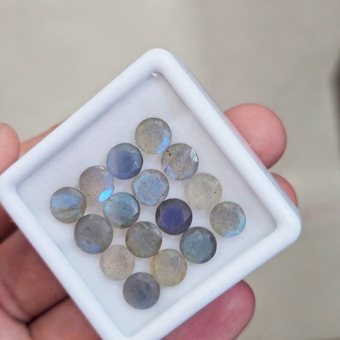 16 Pcs of Natural Labradorite Faceted | Round | Size:8mm