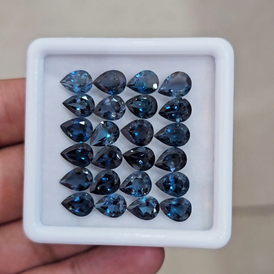24 Pcs of Natural London Blue Topaz Faceted | Pear | Size: 8x6mm