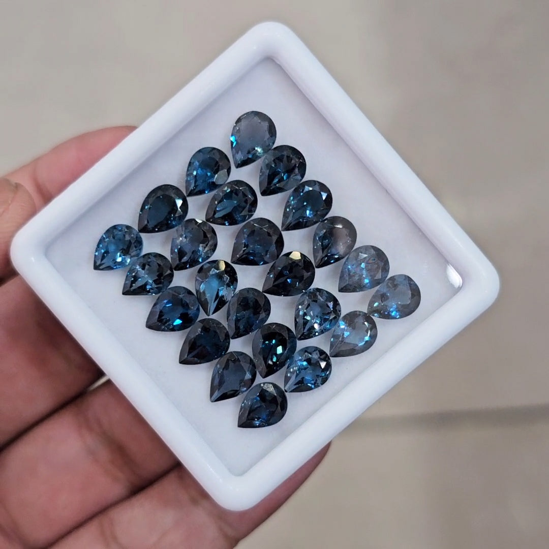 24 Pcs of Natural London Blue Topaz Faceted | Pear | Size: 8x6mm