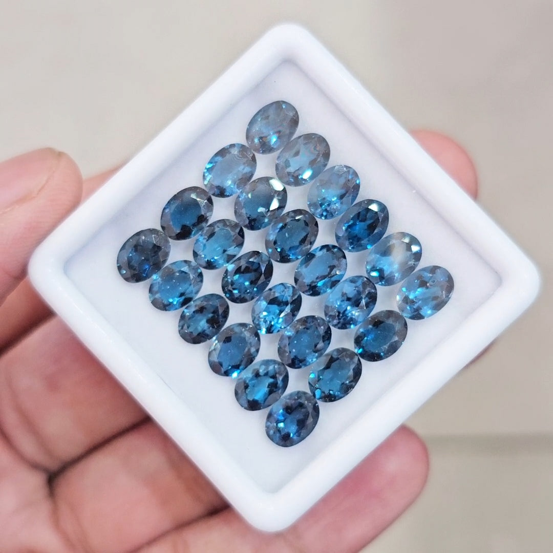 24 Pcs of Natural London Blue Topaz Faceted | Oval | Size: 8x6mm