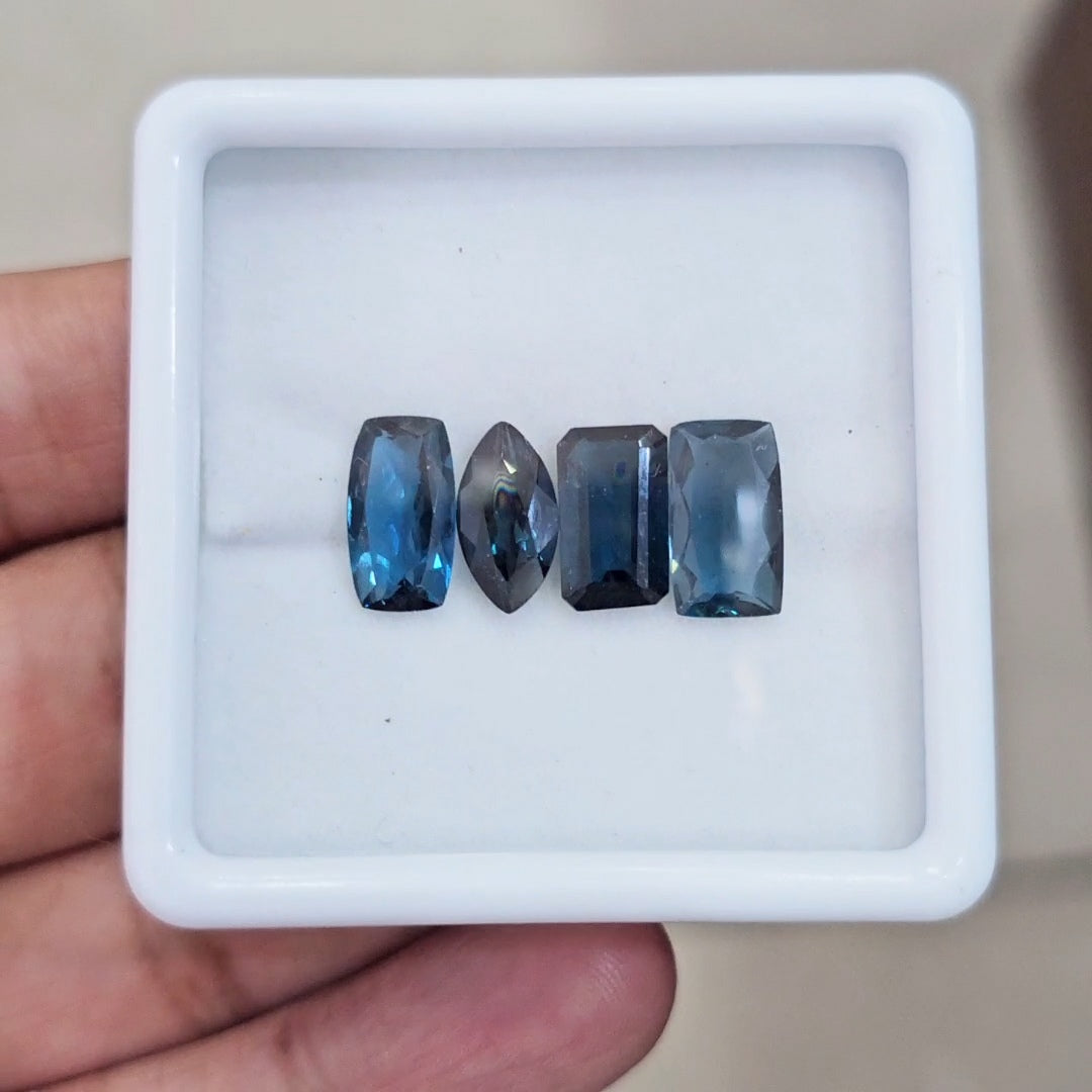 4 Pcs of Natural London Blue Topaz Faceted | Mix | Size: 12mm